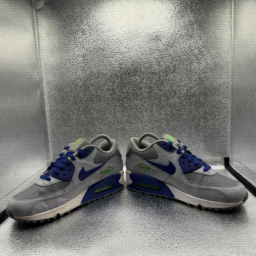 Size 6.5Y Nike Air Max 90 Kids Grey Blue Green Good 724821-005 Sneaker